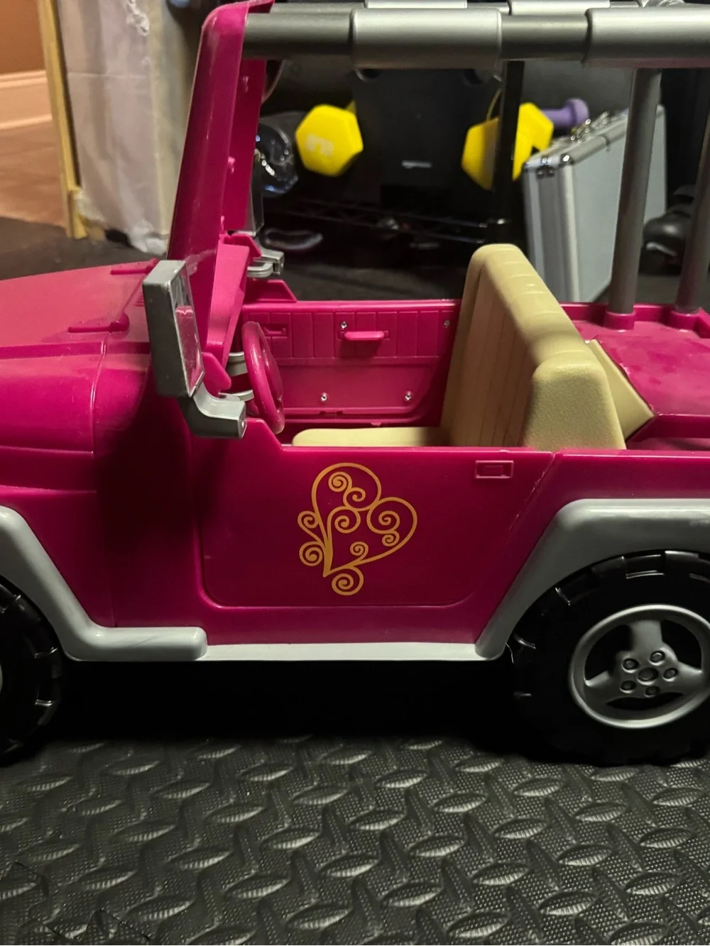 Pink Kids Ride-On Toy Jeep with Beige Seats